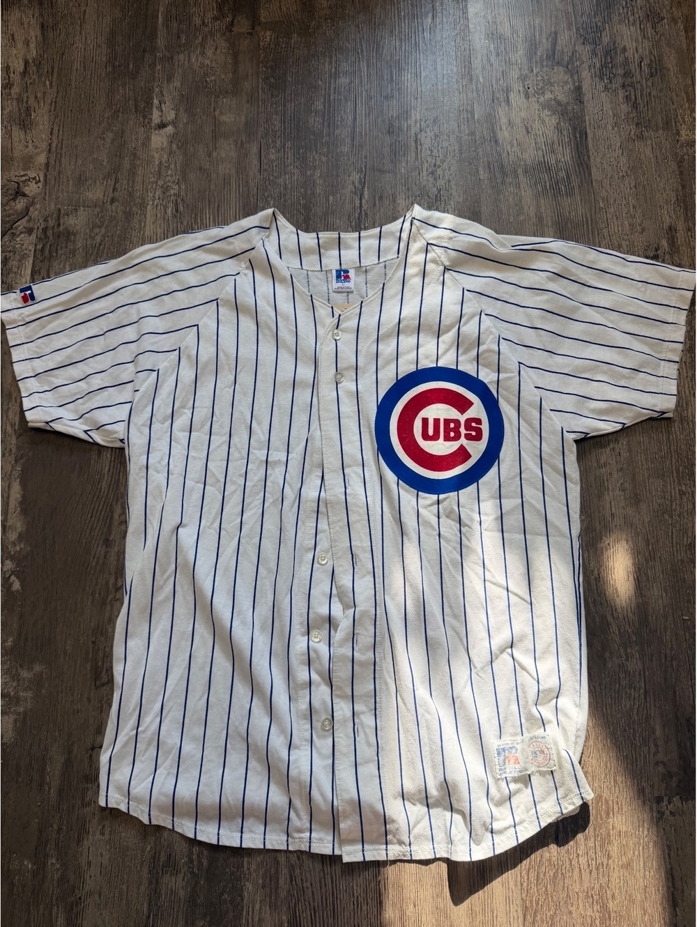 Vintage 90s Russell Athletic Chicago Cubs Pinstripe MLB Baseball Jersey
